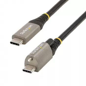 StarTech.com cable USB-C de 1 m con bloqueo de tornillo superior 10 Gbit/s – cable USB 3.1/3.2 Gen 2 Type-C – carga Power Delivery 100 W (5 A), modo DP-Alt – bloqueo de tornillo individual, cable USB-C para cargar/sincronizar