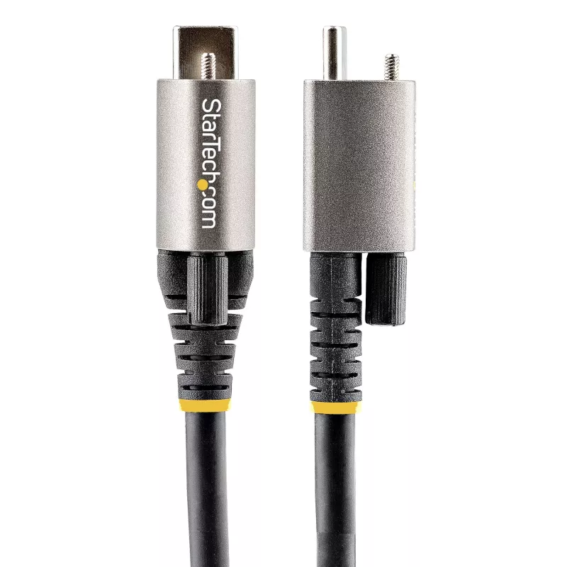StarTech.com cable USB-C de 1 m con bloqueo de tornillo superior 10 Gbit/s – cable USB 3.1/3.2 Gen 2 Type-C – carga Power Delivery 100 W (5 A), modo DP-Alt – bloqueo de tornillo individual, cable USB-C para cargar/sincronizar
