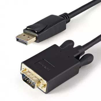 StarTech.com DP2VGAMM3B cable adaptador activo de DisplayPort a VGA, 3 pies (1 m), 1920x1200, conector DP con cierre, negro