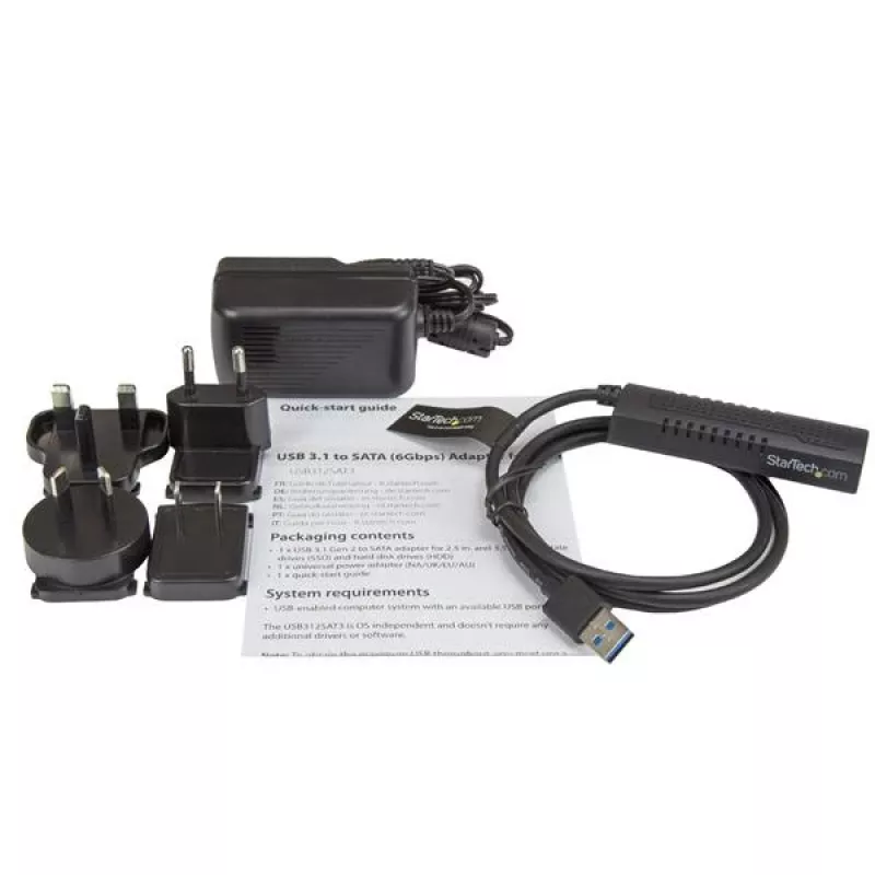 Cable SATA a USB StarTech.com – USB 3.1 (10 Gbit/s) – UASP, negro, actividad, funcionamiento, CE, FCC, ASMedia – ASM1351, 12 V, 0 – 60 °C