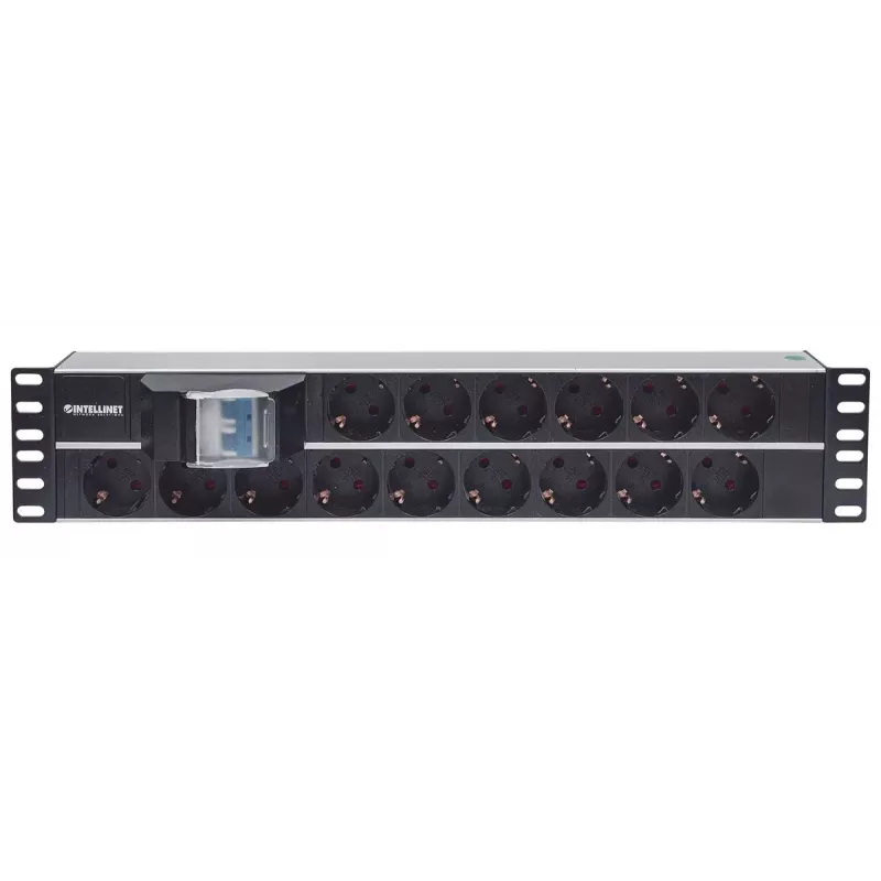 Regleta de enchufes Intellinet 19 pulgadas 2U para rack 15 tomas tipo alemán