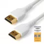 Cable HDMI 2.0 StarTech.com 3ft (1m) delgado, cable HDMI flexible con certificación Premium con Ethernet, UHD 4K 60Hz HDR10, diseño robusto de tejido de aramida con funda TPE, blanco