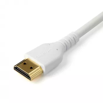Cable HDMI 2.0 StarTech.com 3ft (1m) delgado, cable HDMI flexible con certificación Premium con Ethernet, UHD 4K 60Hz HDR10, diseño robusto de tejido de aramida con funda TPE, blanco