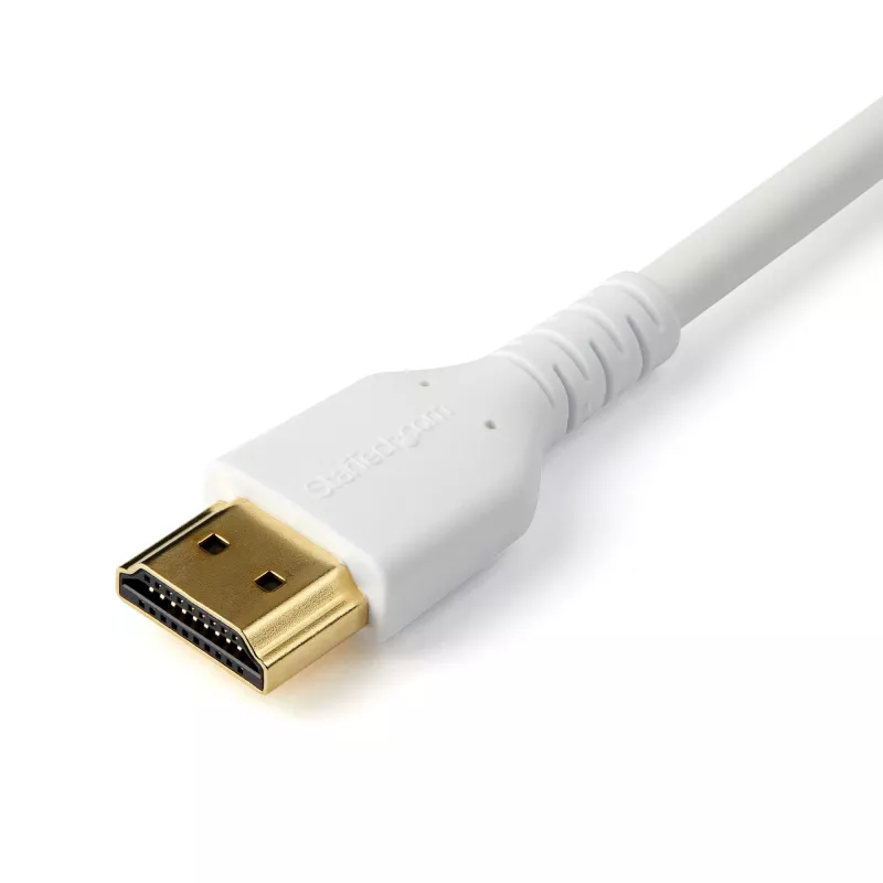 Cable HDMI 2.0 StarTech.com 3ft (1m) delgado, cable HDMI flexible con certificación Premium con Ethernet, UHD 4K 60Hz HDR10, diseño robusto de tejido de aramida con funda TPE, blanco