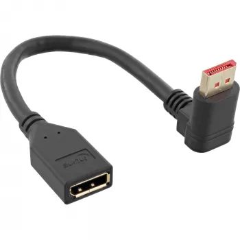 Cable adaptador InLine DisplayPort 1.4 M/H, 8K4K, acodado hacia arriba, negro/dorado
