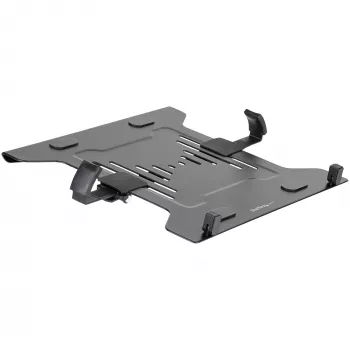 Bandeja para portátil VESA StarTech.com – bandeja ajustable para portátil para brazos de monitor, sujeta portátiles (4,5 kg / 9,9 lb) – orificios de montaje VESA 75x75 y 100x100 – ventilada – para soportes/bases de monitor de escritorio