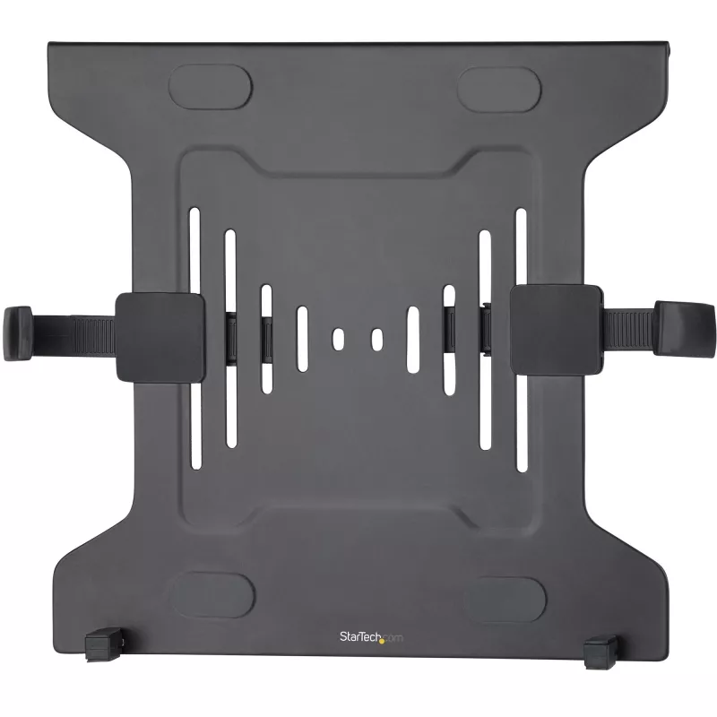 Bandeja para portátil VESA StarTech.com – bandeja ajustable para portátil para brazos de monitor, sujeta portátiles (4,5 kg / 9,9 lb) – orificios de montaje VESA 75x75 y 100x100 – ventilada – para soportes/bases de monitor de escritorio