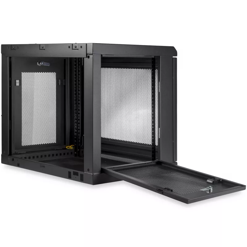 StarTech.com Rack de red de pared de 2 postes 9U con bandeja de 1U, rack de servidor de pared de 19