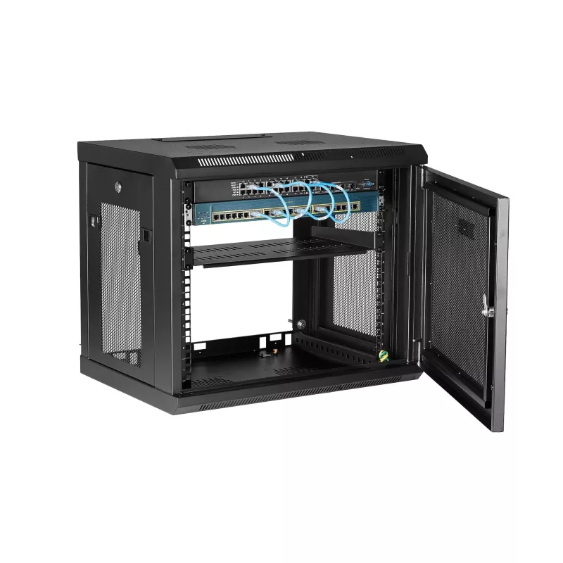 StarTech.com Rack de red de pared de 2 postes 9U con bandeja de 1U, rack de servidor de pared de 19