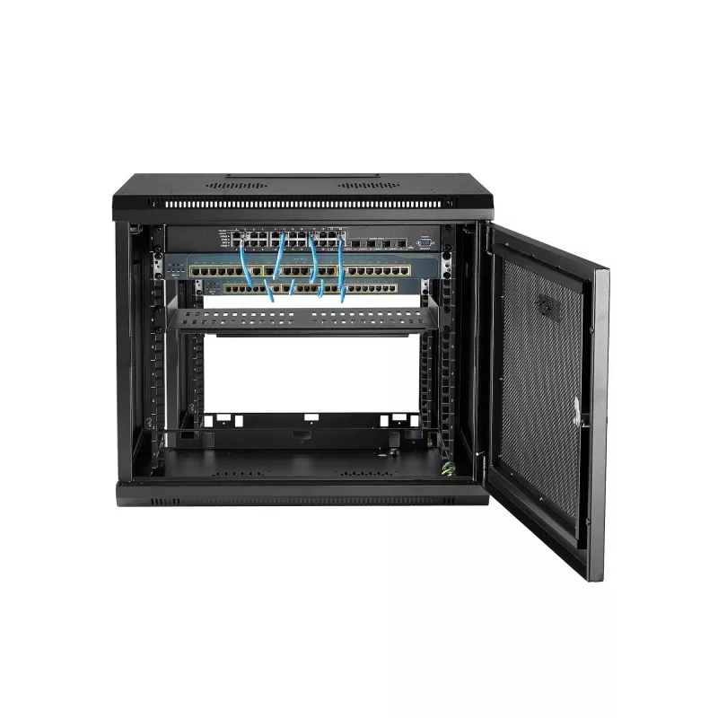 StarTech.com Rack de red de pared de 2 postes 9U con bandeja de 1U, rack de servidor de pared de 19
