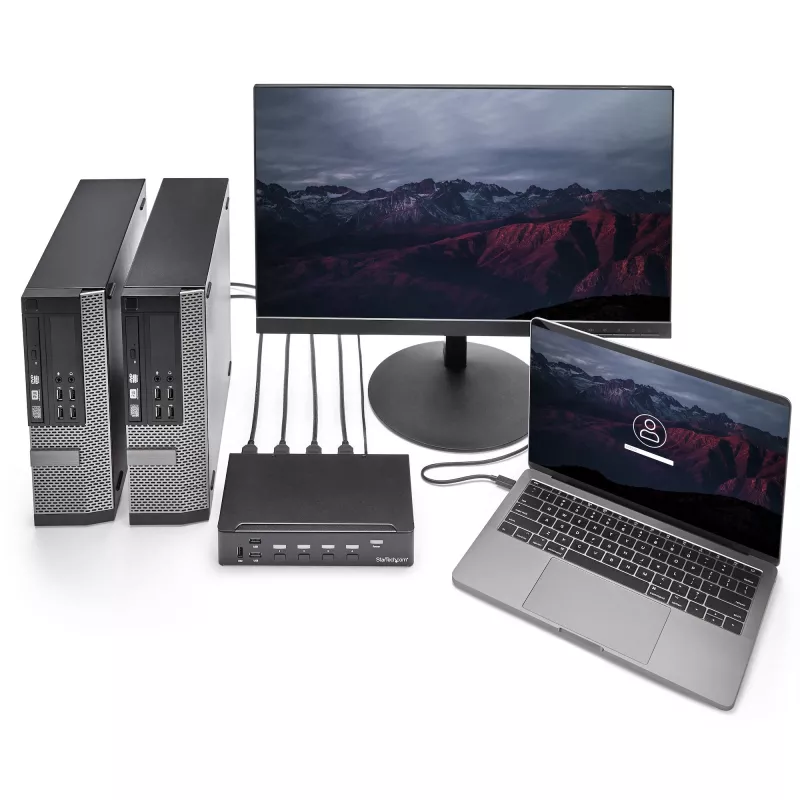 Switch KVM HDMI de 4 puertos StarTech.com - USB 3.0 - 1080p, 1920 x 1080 píxeles, Montaje en rack, Negro