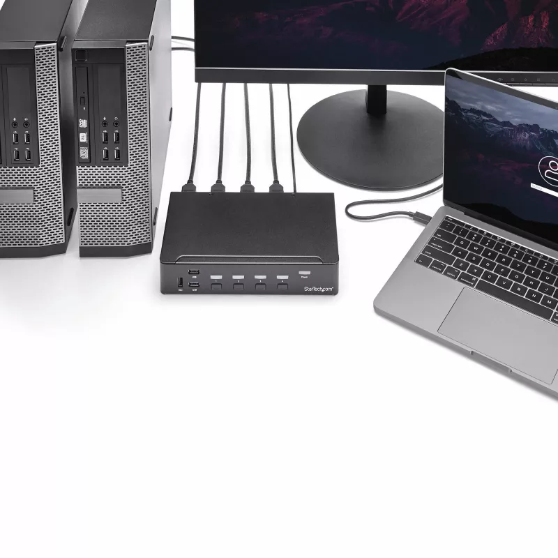 Switch KVM HDMI de 4 puertos StarTech.com - USB 3.0 - 1080p, 1920 x 1080 píxeles, Montaje en rack, Negro