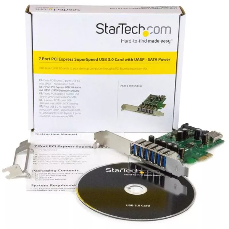 Tarjeta USB 3.0 PCI Express de 7 puertos StarTech.com – Diseño estándar y de perfil bajo