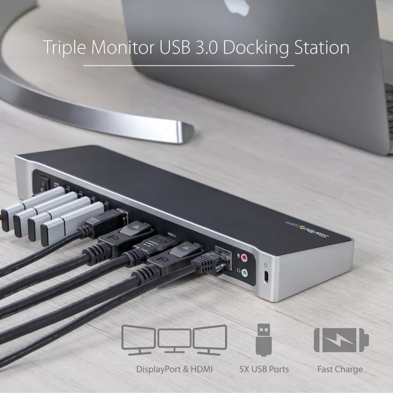 Estación de acoplamiento USB 3.0 para triple monitor StarTech.com - 1x HDMI - 2x DisplayPort