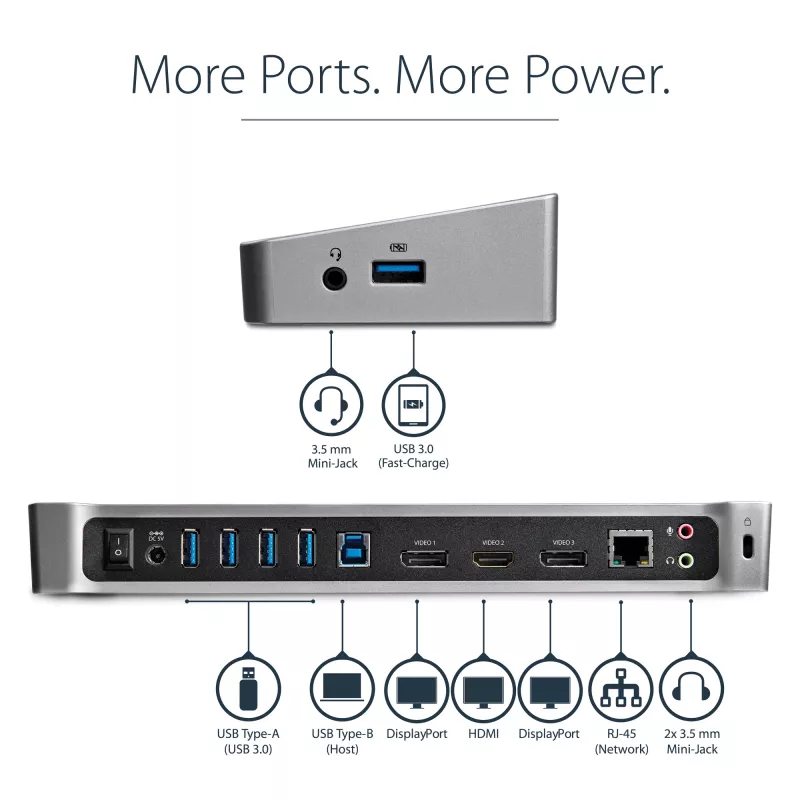 Estación de acoplamiento USB 3.0 para triple monitor StarTech.com - 1x HDMI - 2x DisplayPort