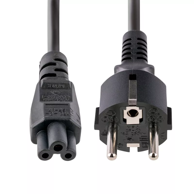 Cable de alimentación para portátil StarTech.com de 3 m, EU Schuko a C5, 2,5A 250V, 18AWG, cable de alimentación de repuesto para portátil, cable de fuente de alimentación, cable de carga para portátil, cable de alimentación con conector de trébol/ratón Mickey