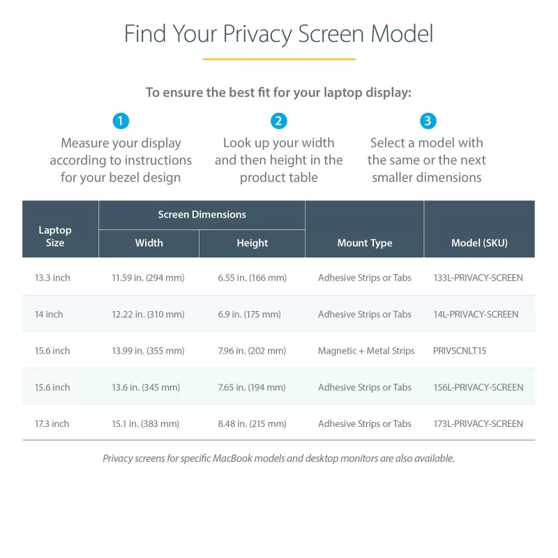 Filtro de privacidad para portátil StarTech.com de 43,9 cm (17,3