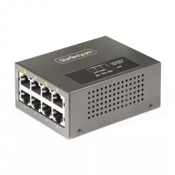 Inyector PoE++ Multi-Gigabit de 4 puertos StarTech.com, Ethernet 5/2.5/1G (NBASE-T), PoE/PoE+/PoE++ (802.3af/802.3at/802.3bt), presupuesto de potencia de 160 vatios, montaje en pared/riel DIN, no gestionado
