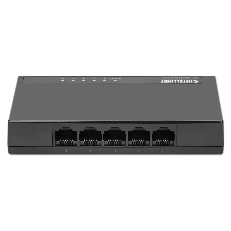 Switch Gigabit Ethernet de 5 puertos Intellinet tamaño sobremesa, plástico, IEEE 802.3az (Energy Efficient Ethernet), Negro