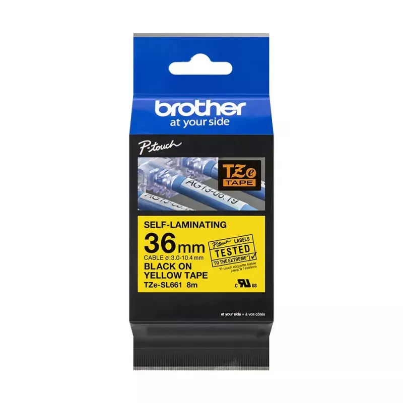 Cinta de etiquetar Brother TZE-SL661 Negro sobre Amarillo