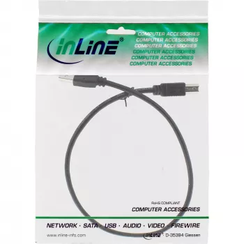 Cable USB 2.0 Type-A macho / Type-B macho negro 0,3m InLine 34503X