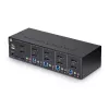 Switch KVM DisplayPort de doble monitor de 4 puertos StarTech.com, 4K 60Hz, 2 puertos hub USB 5Gbps, 2 puertos USB 2.0 HID, conmutación por tecla de acceso rápido y botón, conforme a TAA – audio de 3,5 mm, HDCP