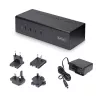 Switch KVM DisplayPort de doble monitor de 4 puertos StarTech.com, 4K 60Hz, 2 puertos hub USB 5Gbps, 2 puertos USB 2.0 HID, conmutación por tecla de acceso rápido y botón, conforme a TAA – audio de 3,5 mm, HDCP