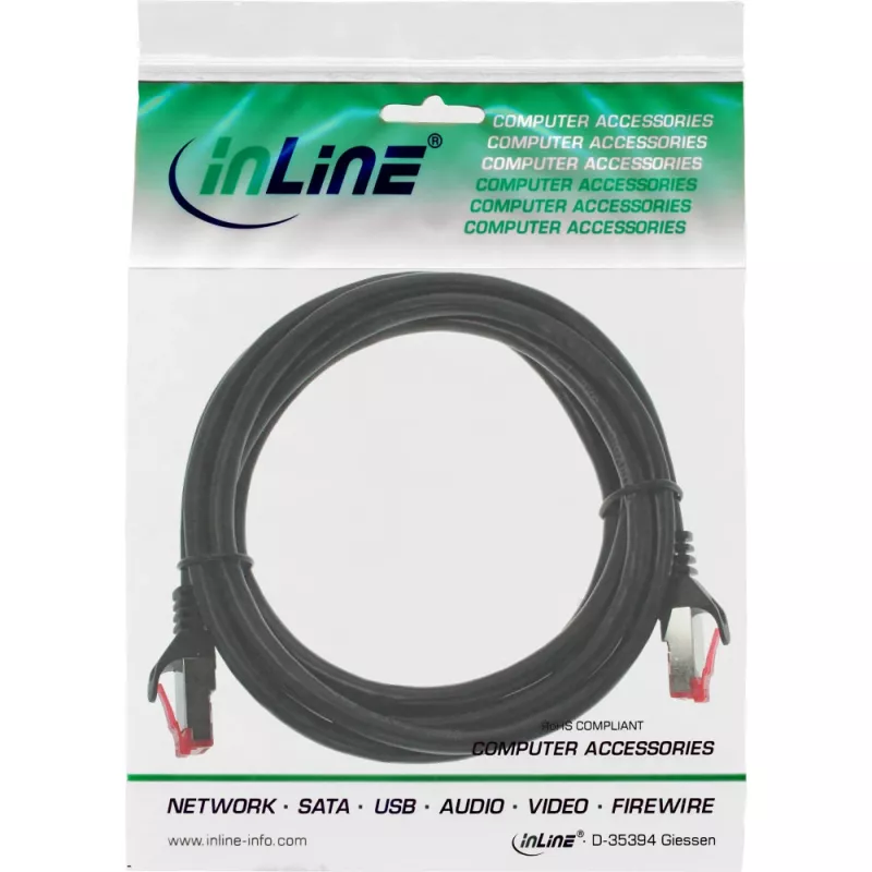 Cable de conexión InLine S/FTP PiMF Cat.6 250MHz PVC cobre negro 0,25 m