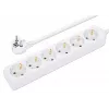 Unidad de distribución de alimentación Manhattan EU (2 polos), x6 tomas/salida, cable de 2m, 16A, Blanco, alargador, PDU, regleta de enchufes, tres años de garantía