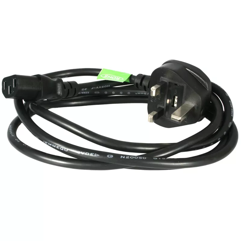StarTech.com Cable de alimentación UK de 1,8 m, 18AWG, BS 1363 a C13, 10 A 250 V, Cable de alimentación de repuesto negro, Cable de alimentación, Cable de alimentación para PC, Cable de alimentación para TV/monitor