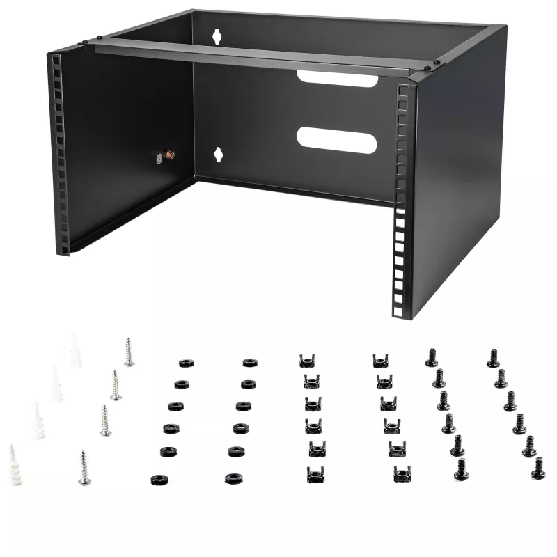 StarTech.com WALLMOUNT6 soporte de pared 6U para panel de conexiones, 19 pulgadas, 35,5 cm de profundidad, acero, negro