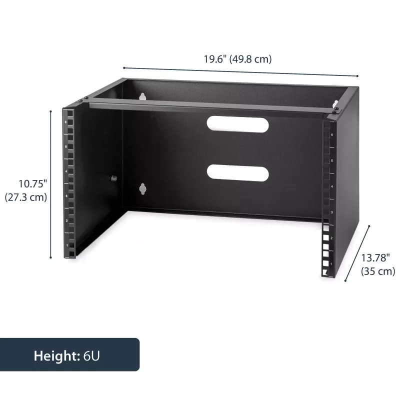 StarTech.com WALLMOUNT6 soporte de pared 6U para panel de conexiones, 19 pulgadas, 35,5 cm de profundidad, acero, negro