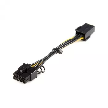 StarTech.com Cable adaptador de alimentación PCI Express de 6 pines a 8 pines, PCI-E (8 pines), PCI-E (6 pines), 0,155 m, conector macho, conector hembra, recto
