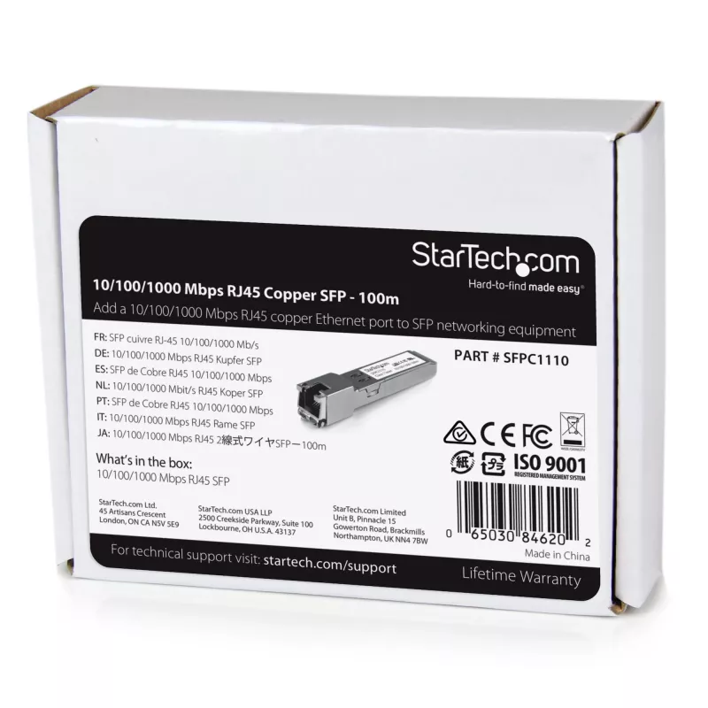 StarTech.com Módulo transceptor SFP compatible con Cisco SFP-GE-T – 10/100/1000BASE-TX~Módulo SFP compatible con Cisco SFP-GE-T – 1000BASE-T – SFP a RJ45 Cat6/Cat5e – 10/100/1000 Mbit/s – RJ-45 100 m – Cisco IE3400, IE3300, IE3200