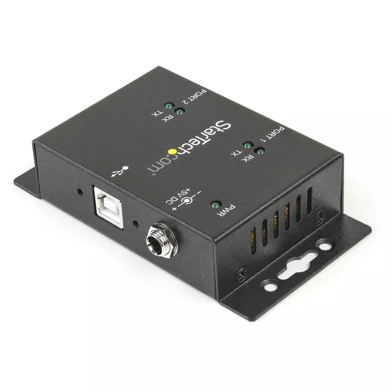 StarTech.com Hub adaptador USB a serie industrial de 2 puertos montable en pared con clips para carril DIN
