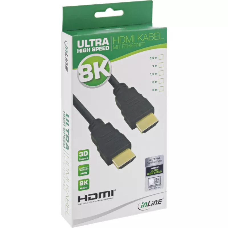 Cable HDMI certificado InLine, Ultra High Speed HDMI, 8K4K, 3m