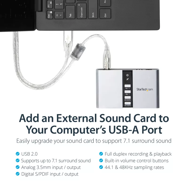 StarTech.com Adaptador de audio USB 7.1 Tarjeta de sonido externa con audio digital SPDIF