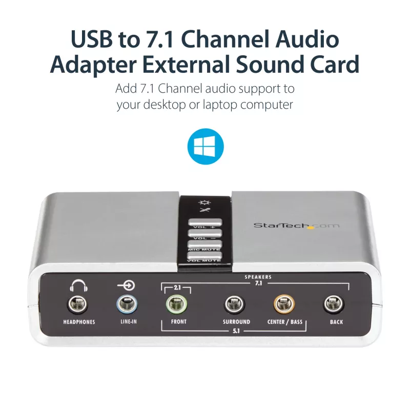 StarTech.com Adaptador de audio USB 7.1 Tarjeta de sonido externa con audio digital SPDIF