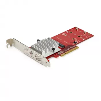 StarTech.com Tarjeta adaptadora Dual M.2 PCIe SSD – x8 / x16 Dual NVMe o AHCI M.2 SSD a PCI Express 3.0 – Compatible con M.2 NGFF PCIe (M-Key) – Compatible con 2242, 2260, 2280 – JBOD – Mac y PC