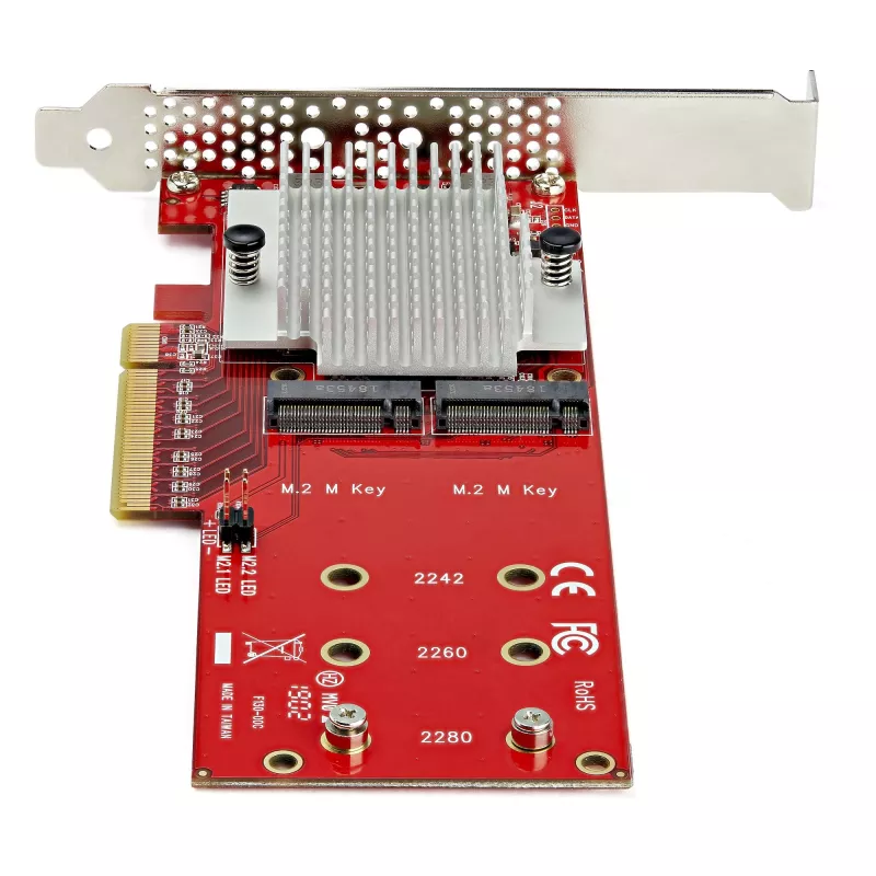 StarTech.com Tarjeta adaptadora Dual M.2 PCIe SSD – x8 / x16 Dual NVMe o AHCI M.2 SSD a PCI Express 3.0 – Compatible con M.2 NGFF PCIe (M-Key) – Compatible con 2242, 2260, 2280 – JBOD – Mac y PC