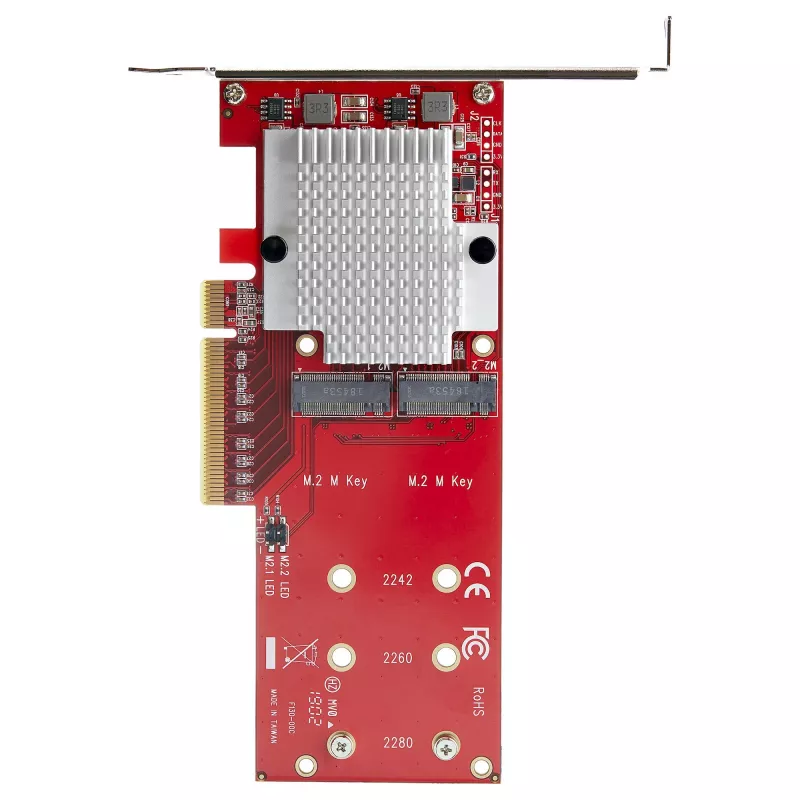 StarTech.com Tarjeta adaptadora Dual M.2 PCIe SSD – x8 / x16 Dual NVMe o AHCI M.2 SSD a PCI Express 3.0 – Compatible con M.2 NGFF PCIe (M-Key) – Compatible con 2242, 2260, 2280 – JBOD – Mac y PC