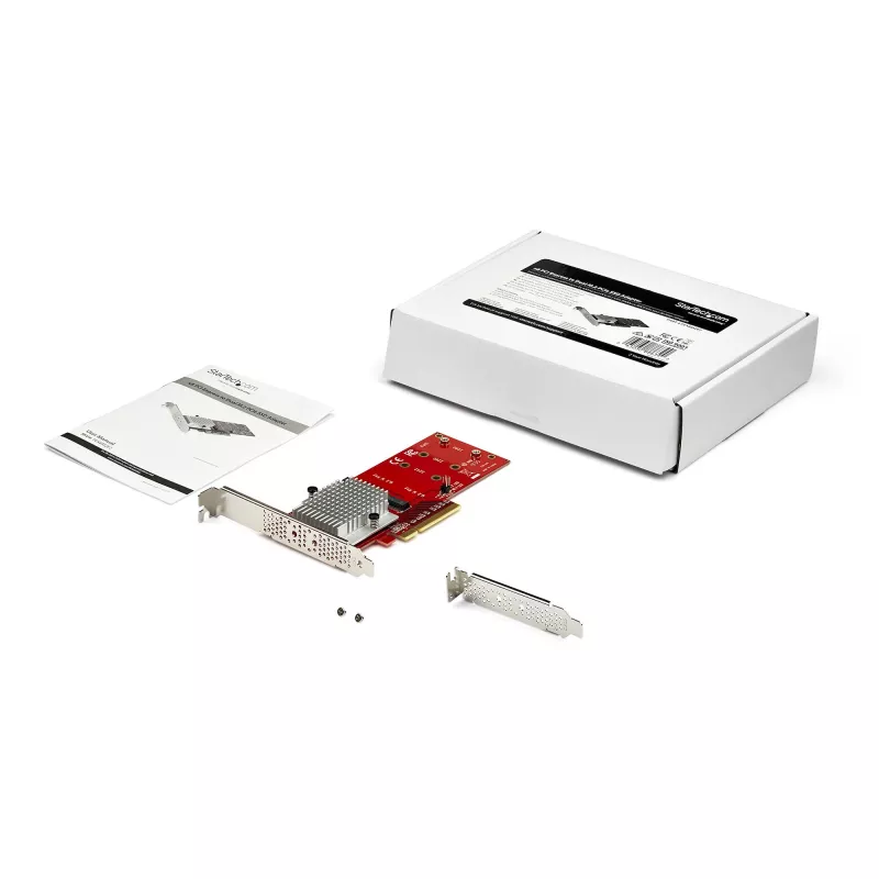 StarTech.com Tarjeta adaptadora Dual M.2 PCIe SSD – x8 / x16 Dual NVMe o AHCI M.2 SSD a PCI Express 3.0 – Compatible con M.2 NGFF PCIe (M-Key) – Compatible con 2242, 2260, 2280 – JBOD – Mac y PC