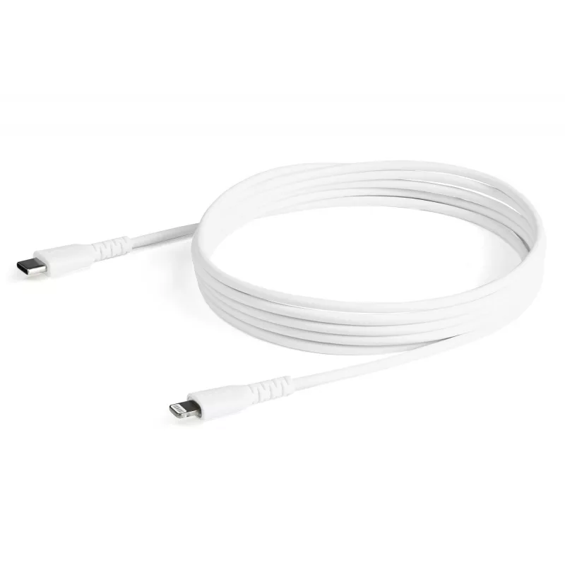 StarTech.com Cable USB-C a Lightning blanco resistente de 1,8 m – Cable de carga/sincronización USB Type-C a Lightning de fibra de aramida duradero y robusto – Certificado Apple MFi iPad/iPhone 12