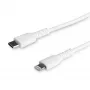 StarTech.com Cable USB-C a Lightning blanco resistente de 1 m – Cable de carga/sincronización USB Type-C a Lightning de fibra de aramida robusto – Certificado Apple MFi iPad/iPhone 12