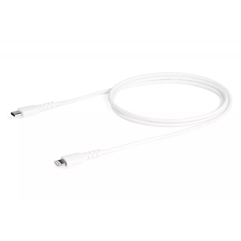 StarTech.com Cable USB-C a Lightning blanco resistente de 1 m – Cable de carga/sincronización USB Type-C a Lightning de fibra de aramida robusto – Certificado Apple MFi iPad/iPhone 12
