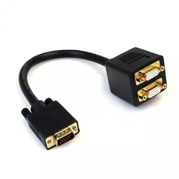 StarTech.com VGASPL1VV cable divisor de vídeo VGA a 2x VGA, HD-15 macho/hembra, 0,3 m, chapado en oro, negro