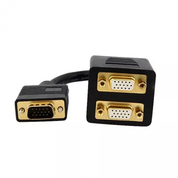 StarTech.com VGASPL1VV cable divisor de vídeo VGA a 2x VGA, HD-15 macho/hembra, 0,3 m, chapado en oro, negro