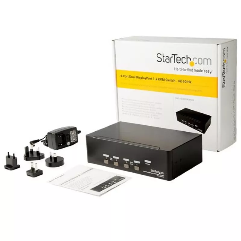 StarTech.com Switch KVM Dual DisplayPort de 4 puertos - 4K 60Hz