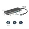 StarTech.com Adaptador multipuerto USB C – Dock de viaje USB-C con HDMI 4K, hub 3x USB 3.0, SD/SDHC, GbE, PD 3.0 de 60W Pass-Through – USB Type-C/Thunderbolt 3 – Sustituye a DKT30CSDHPD