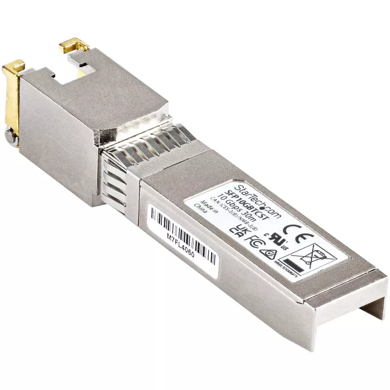 StarTech.com Módulo SFP+ compatible con Cisco SFP-10GB-TC – 10GBASE-T – SFP a RJ45 Cat6/Cat5e – SFP+ Gigabit Ethernet 10GE – RJ-45 30m – Cisco Firepower, ASR1000, ASR9000